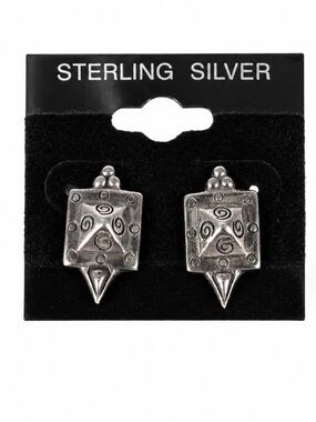 NEW sterling silver 925 stud earrings Y2K geometric & spiral design-Tribal